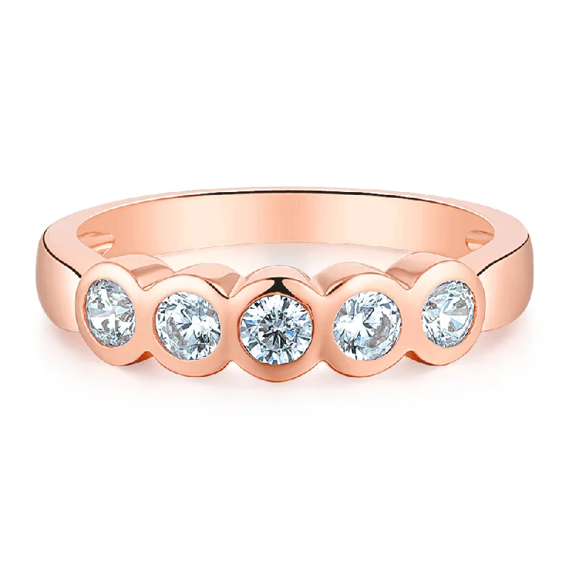 Crystal women rings-Dress ring with 0.55 carats* of diamond simulants in 10 carat rose gold