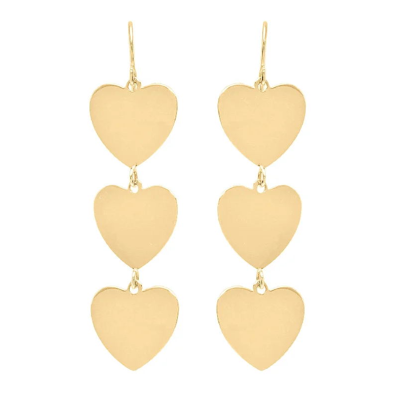 Diamond stud women earrings-Tiered heart drop earrings