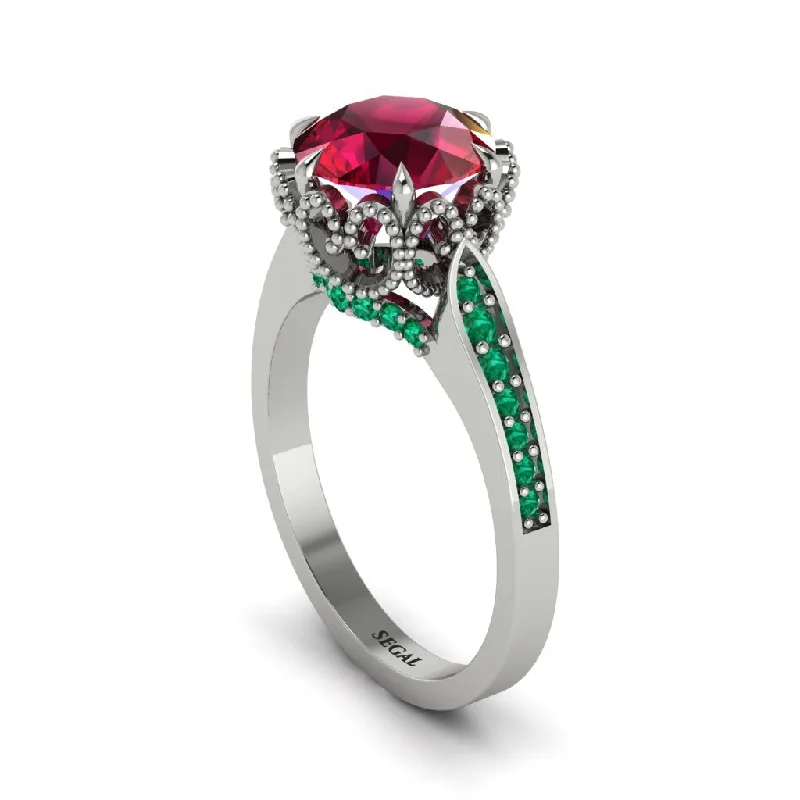 Stackable engagement rings for women-Ruby Milgrain Engagement Ring - Yara No. 27