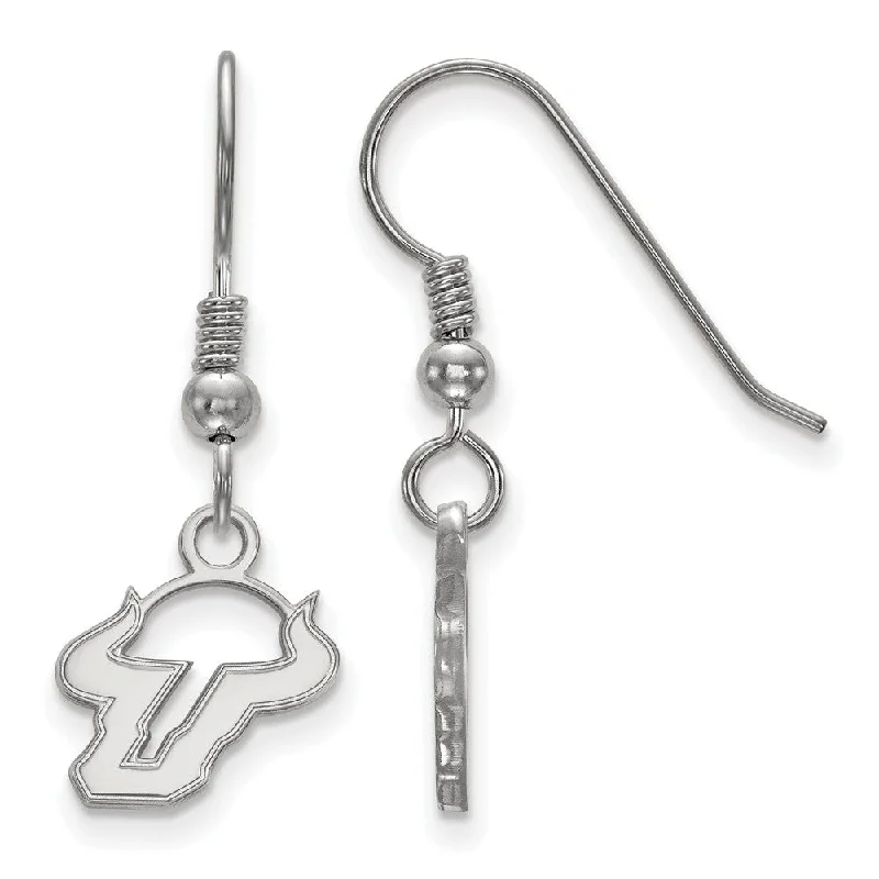 Heart diamond women earrings-Sterling Silver Univ. of South Florida XS (Tiny) Dangle Earrings