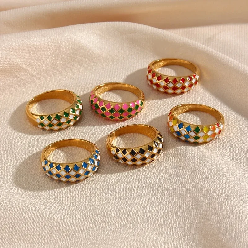 Infinity symbol women rings-Vintage Checker