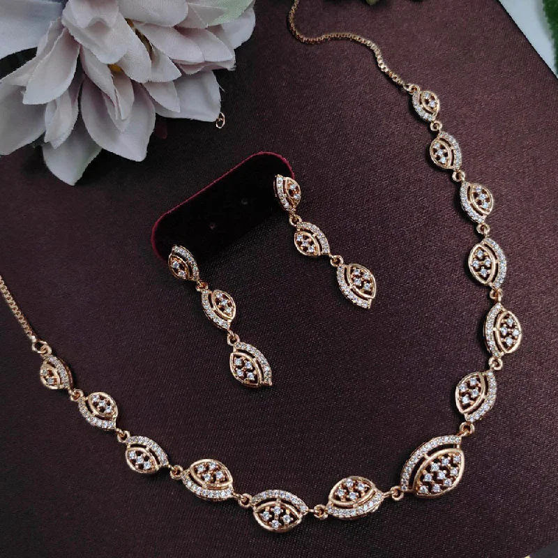 Diamond women necklaces-Aamrapali  American Diamond Necklace Set