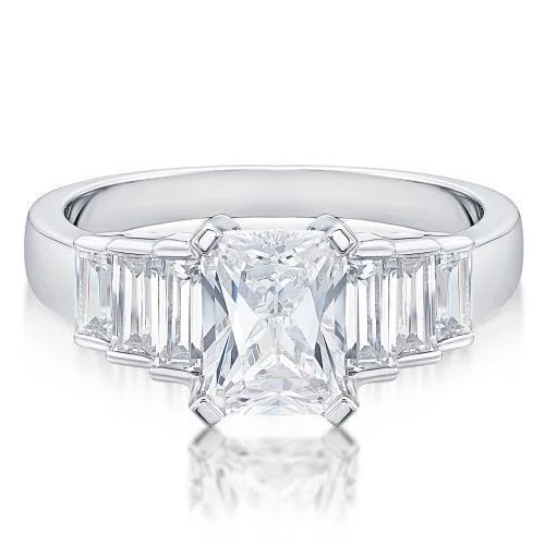 Customizable engagement women rings-Dress ring with 2.88 carats* of diamond simulants in 10 carat white gold