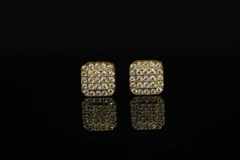 Silver women earrings-10k Moisanite Square Earrings