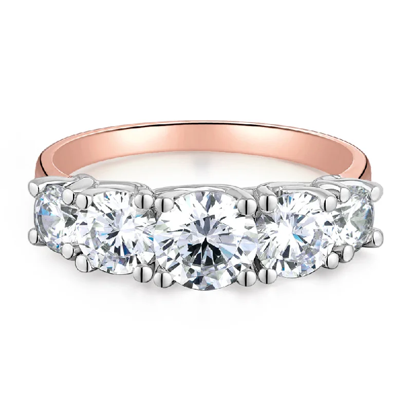 Elegant gemstone women rings-Dress ring with 2.26 carats* of diamond simulants in 10 carat rose and white gold