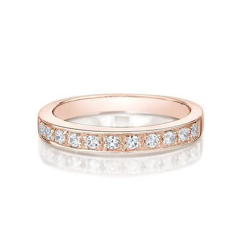 Sapphire engagement women rings-Wedding or eternity band in 14 carat rose gold