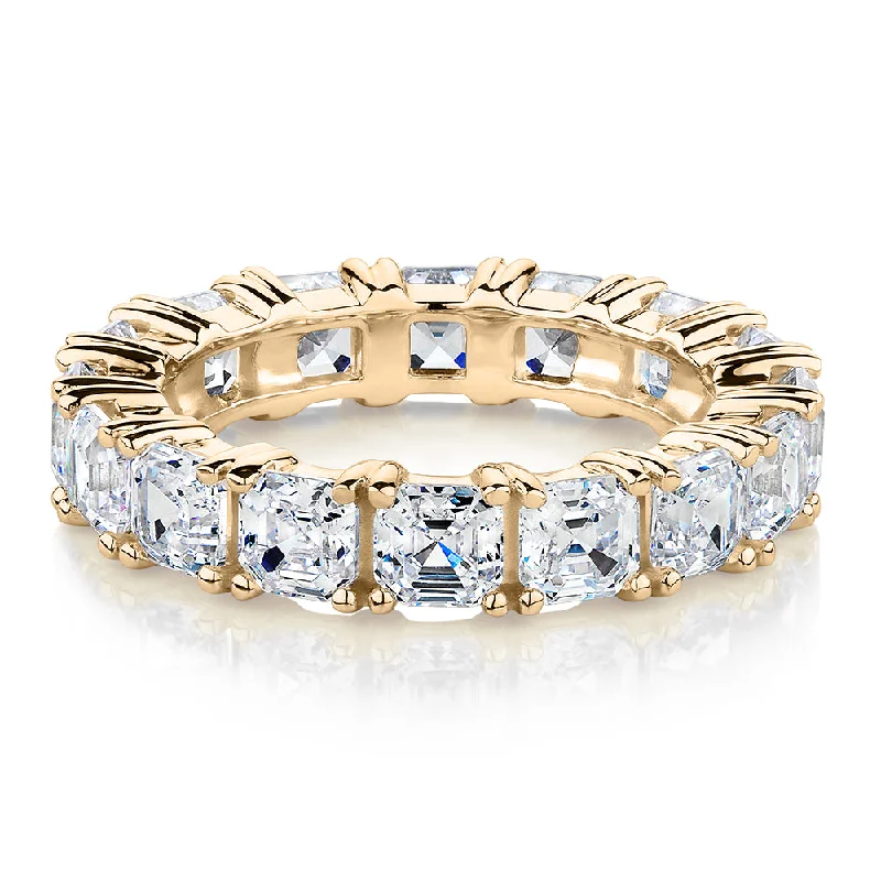 Gemstone women rings-All-rounder eternity band with 5.46 carats* of diamond simulants in 10 carat yellow gold