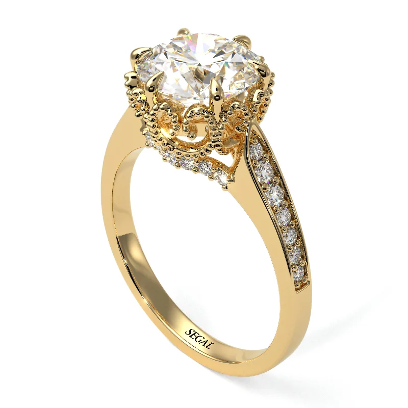 One-of-a-kind engagement rings for women-Diamond Milgrain Engagement Ring - Yara No. 1