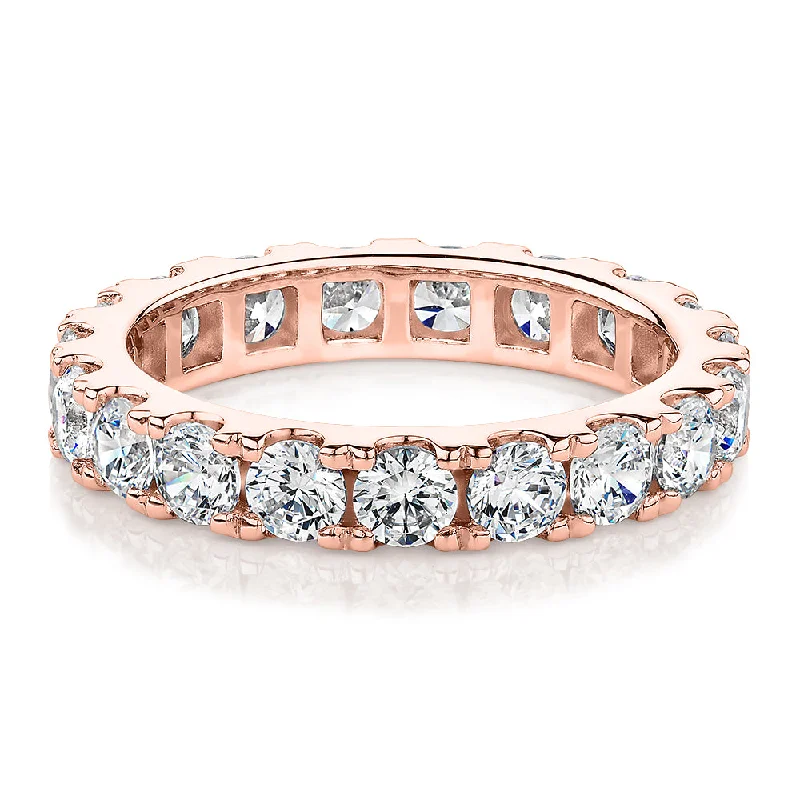 Halo women rings-All-rounder eternity band with 2.09 carats* of diamond simulants in 14 carat rose gold