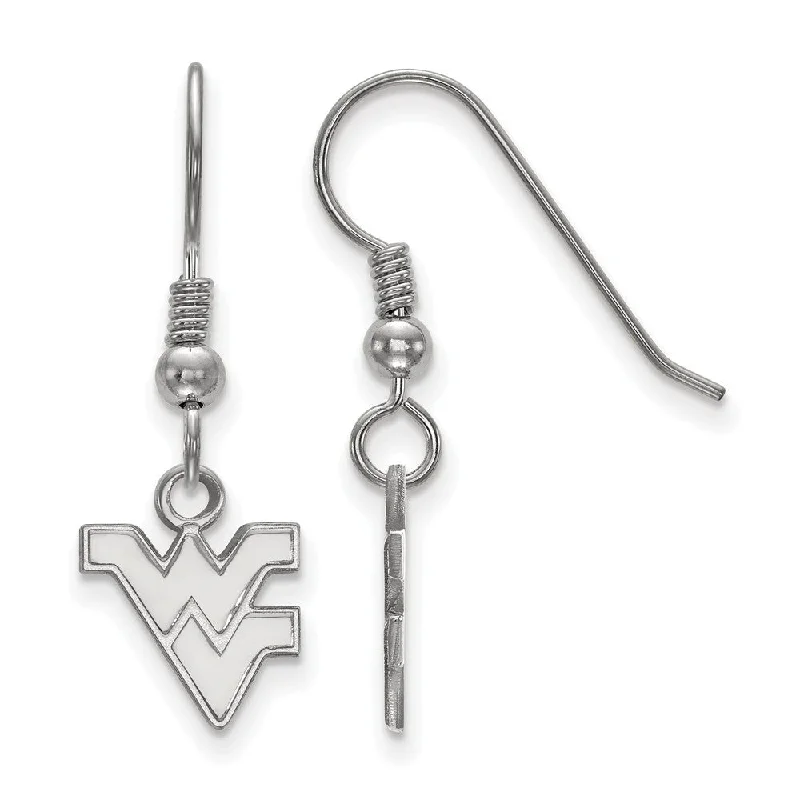 Statement women earrings-Sterling Silver West Virginia University XS Tiny Dangle Wire Earrings