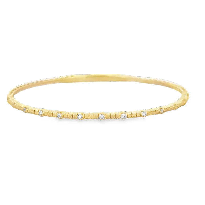 Colored gemstone women bracelets-Flexible Diamond Accented Bangle Bracelet