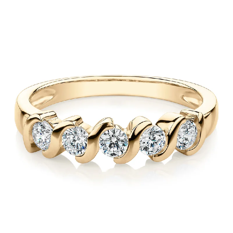 Wedding women rings-Wedding or eternity band with 0.55 carats* of diamond simulants in 10 carat yellow gold