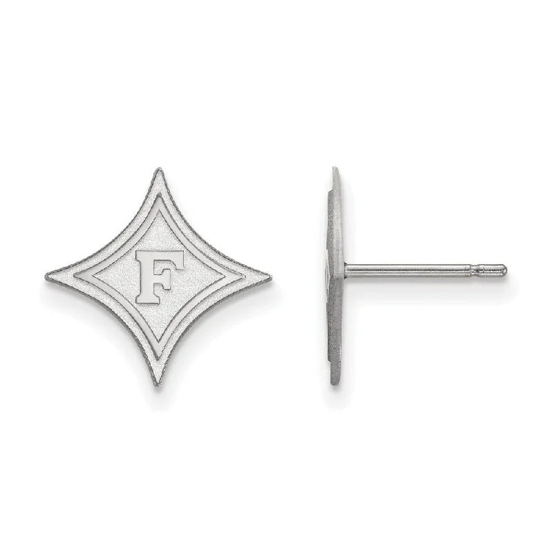 Wedding women earrings-Sterling Silver Furman University Small Post Earrings