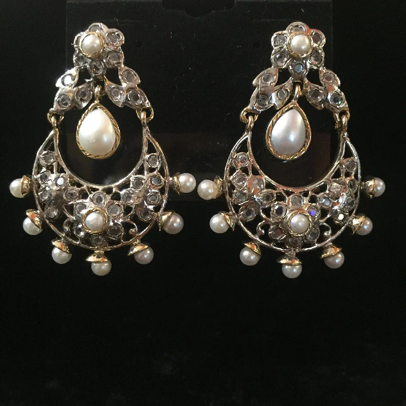 Pearl women earrings-CZ Earrings 1.5"