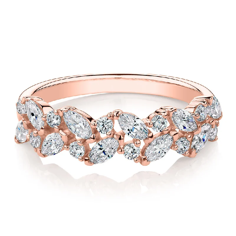 Luxury women rings-Dress ring with 1.15 carats* of diamond simulants in 10 carat rose gold