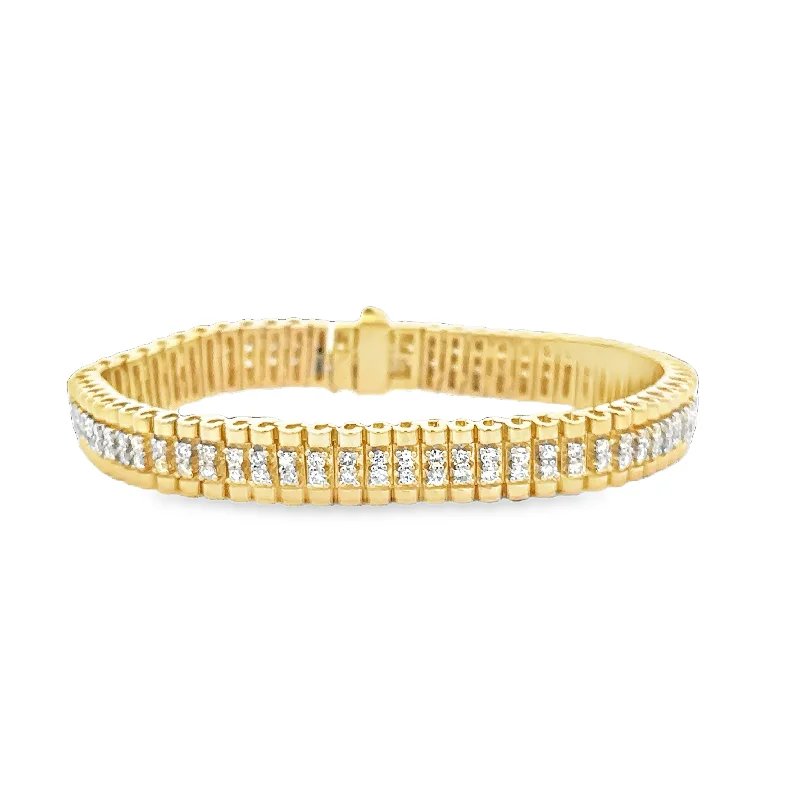 Wraparound women bracelets-Vintage Diamond Accented Bracelet in Yellow Gold