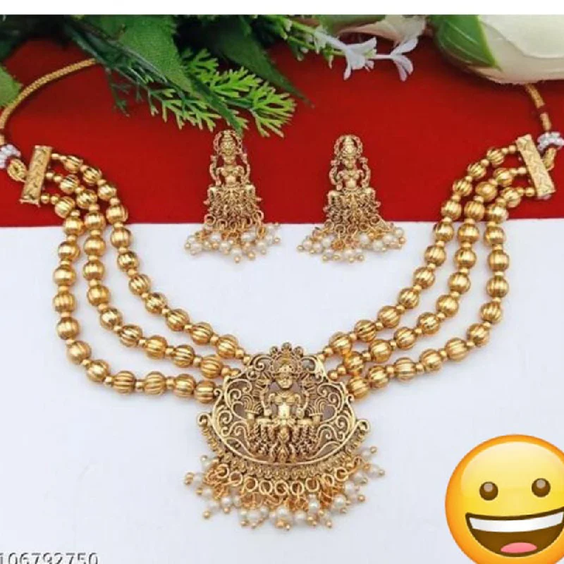 Bow women necklaces-Manisha Jewellery Gold Plated Temple Necklace Set