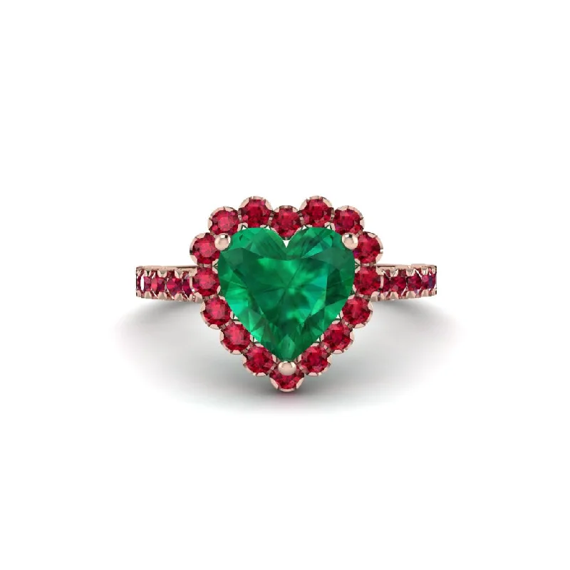 Engagement rings with antique-style settings for women-Halo Heart Emerald Pave Engagement Ring - Gail No. 50