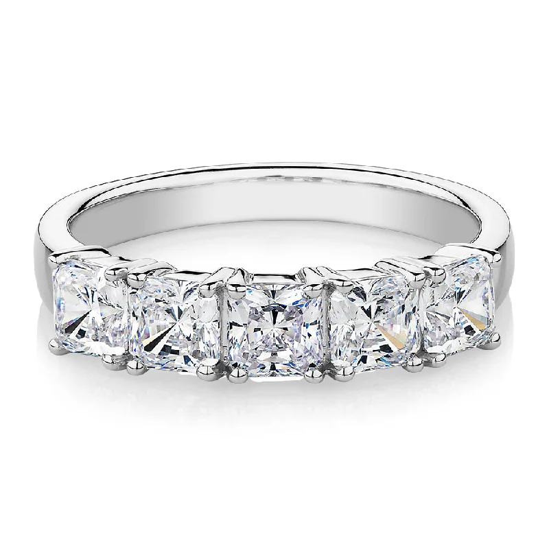 Luxury gemstone women rings-Dress ring with 1.95 carats* of diamond simulants in 10 carat white gold