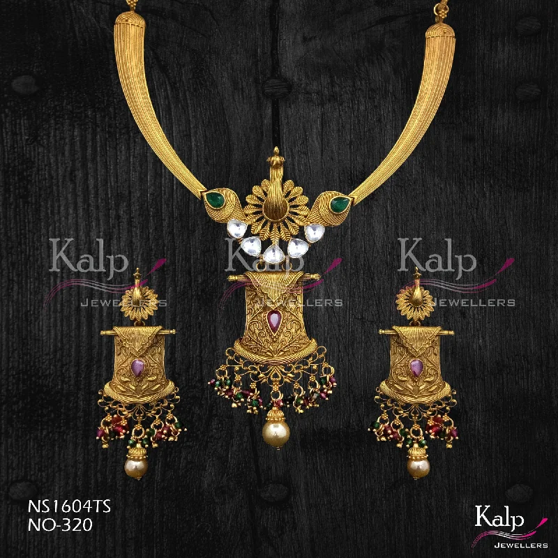 Ruby women necklaces-Kalp Jewellers Copper Gold Plated Necklace Set