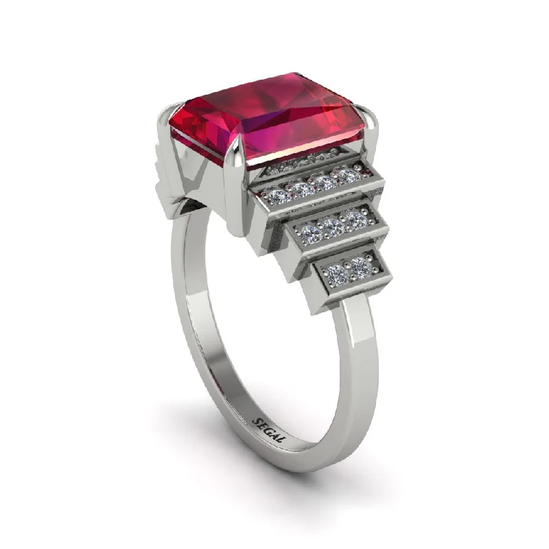 Engagement rings with a twist for women-Unique Geometric Radiant Ruby Engagement Ring - Wilma No. 12