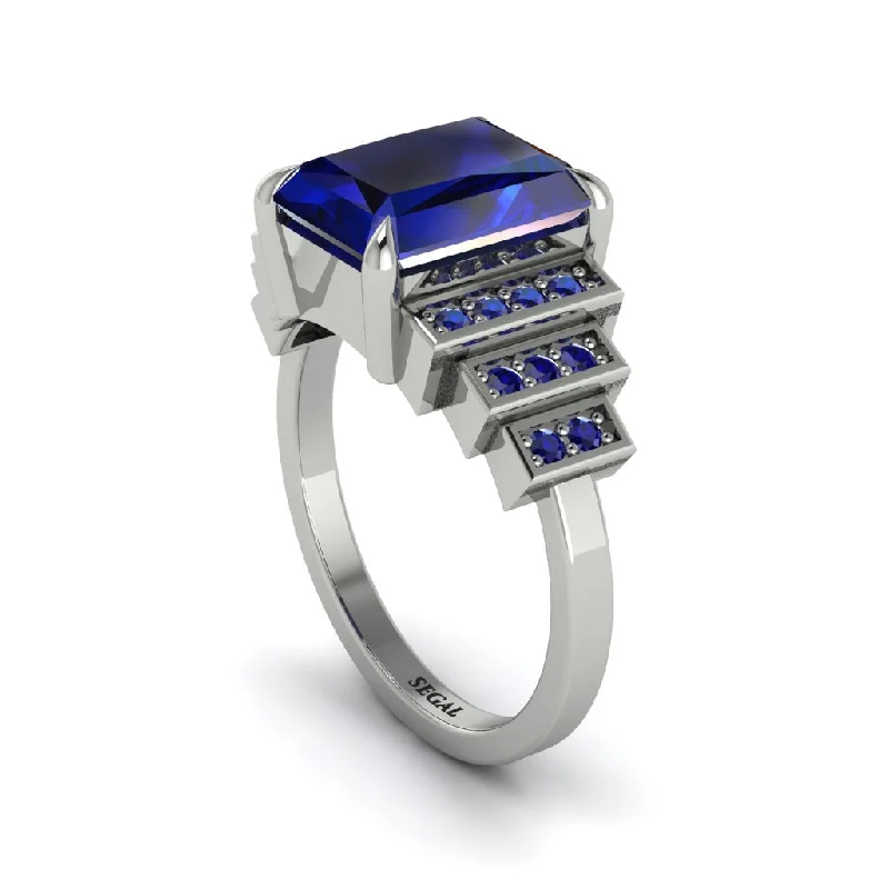 Engagement rings with teardrop diamonds for women-Unique Geometric Radiant Sapphire Engagement Ring - Wilma No. 75