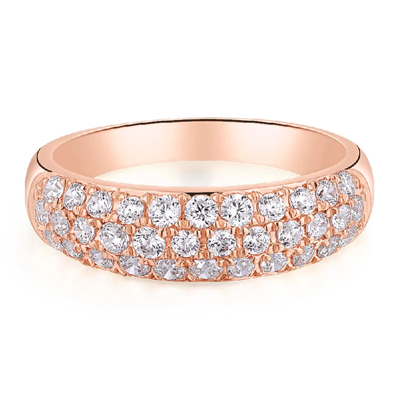 Wedding band women rings-Dress ring with 0.52 carats* of diamond simulants in 10 carat rose gold