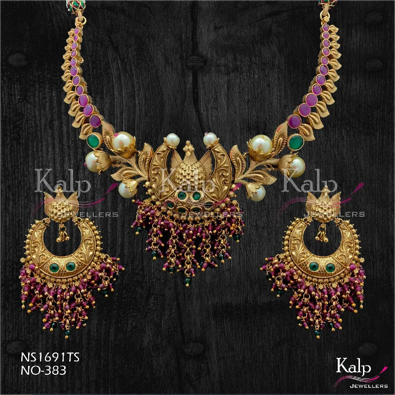 Tassel women necklaces-Kalp Jewellers Copper Gold Plated Necklace Set