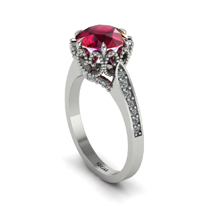 Elegant engagement rings for women-Ruby Milgrain Engagement Ring - Yara No. 12