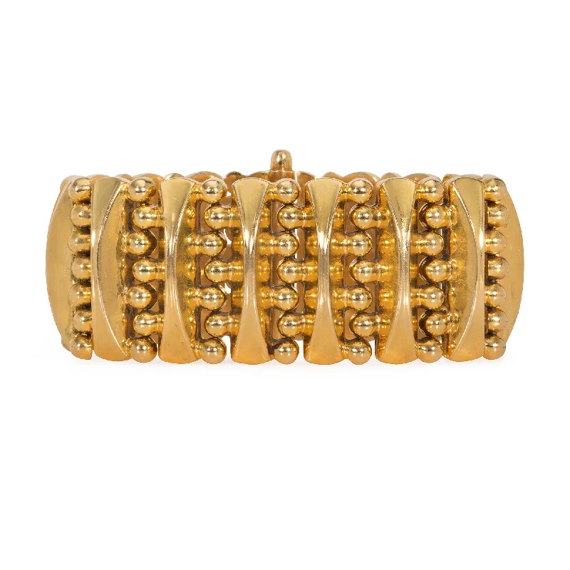 Gemstone women bracelets-Retro gold tank tread bracelet