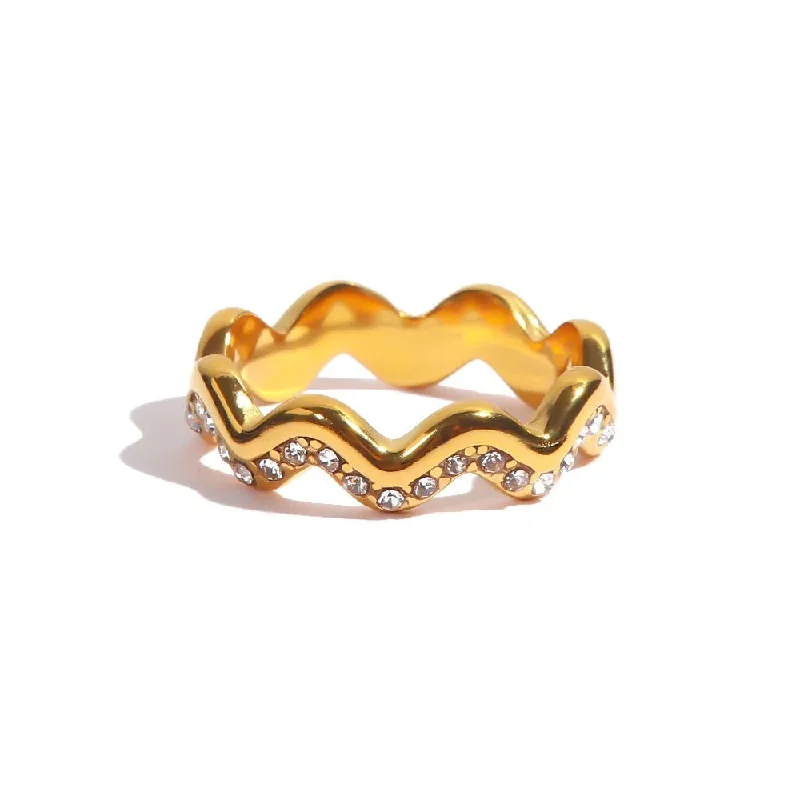 Gold women rings-Wave Ring