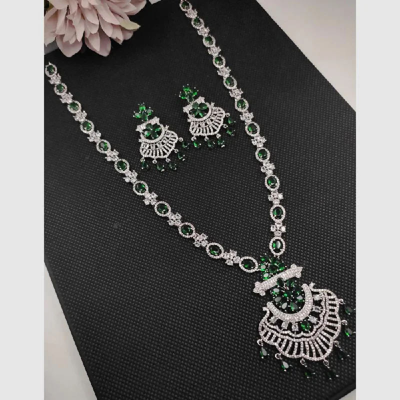 Trendy women necklaces-Aamrapali Silver Plated AD Necklace Set