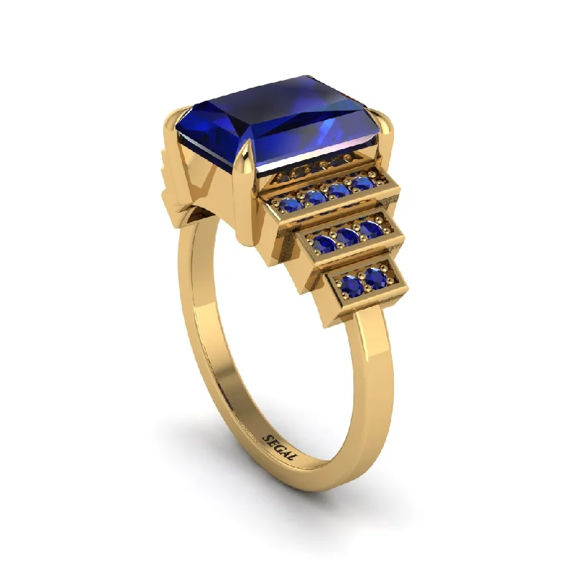 Engagement rings with large diamonds for women-Unique Geometric Radiant Sapphire Engagement Ring - Wilma No. 73