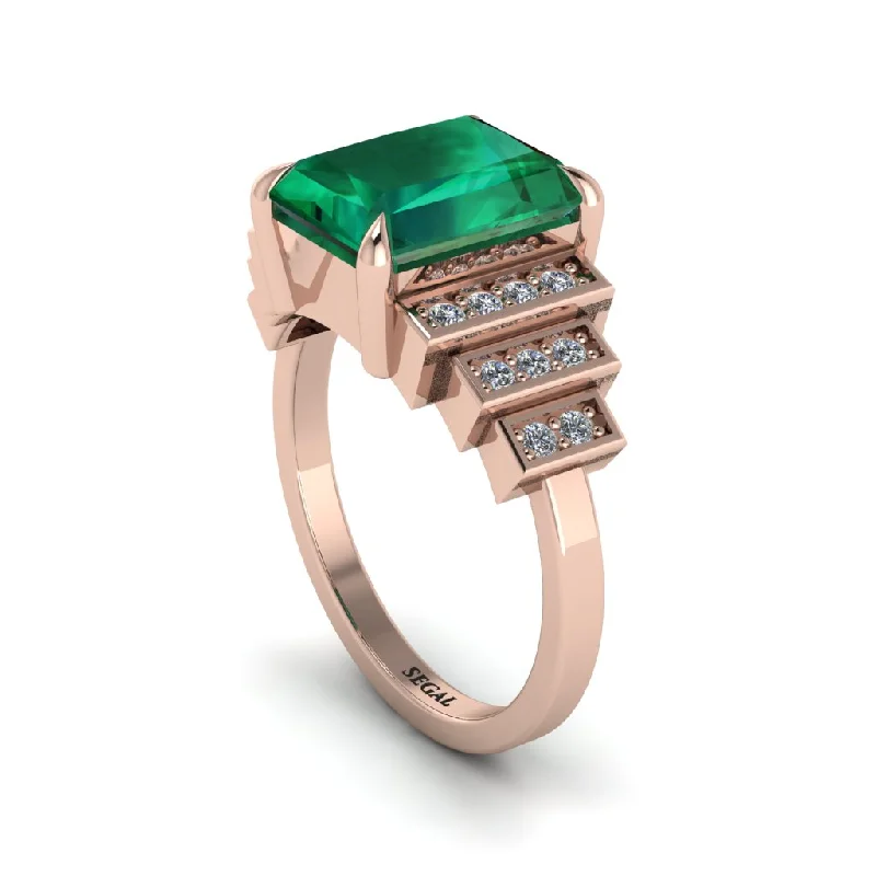 Engagement rings with emerald diamonds for women-Unique Geometric Radiant Emerald Engagement Ring - Wilma No. 5