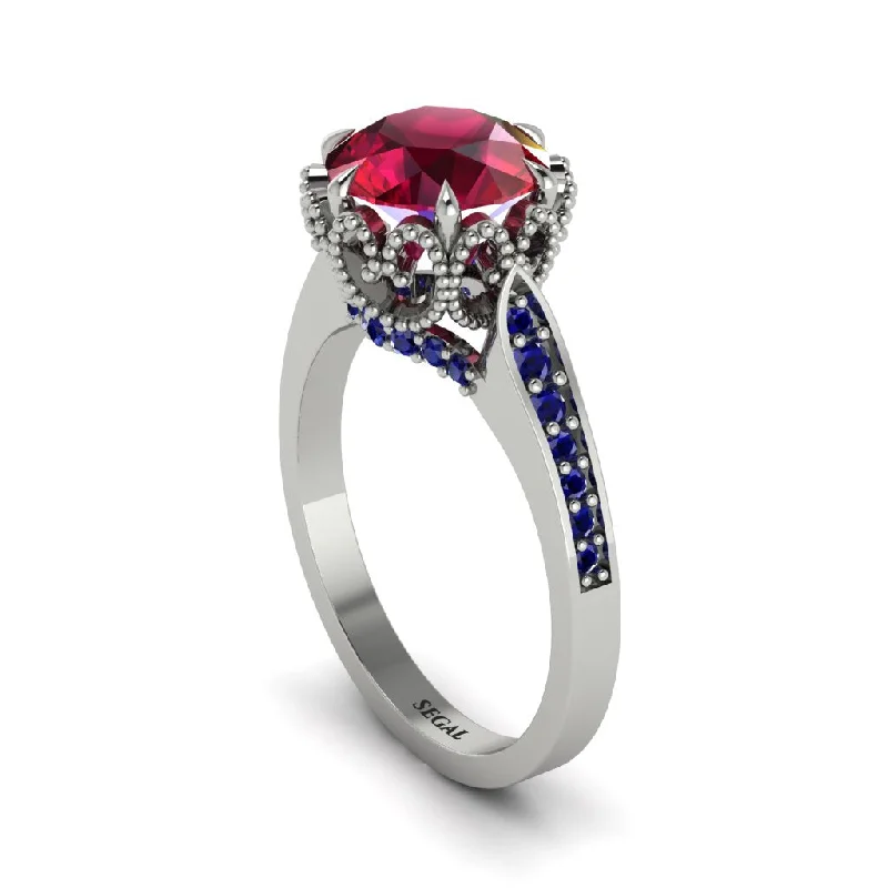 Luxury engagement rings for women-Ruby Milgrain Engagement Ring - Yara No. 72