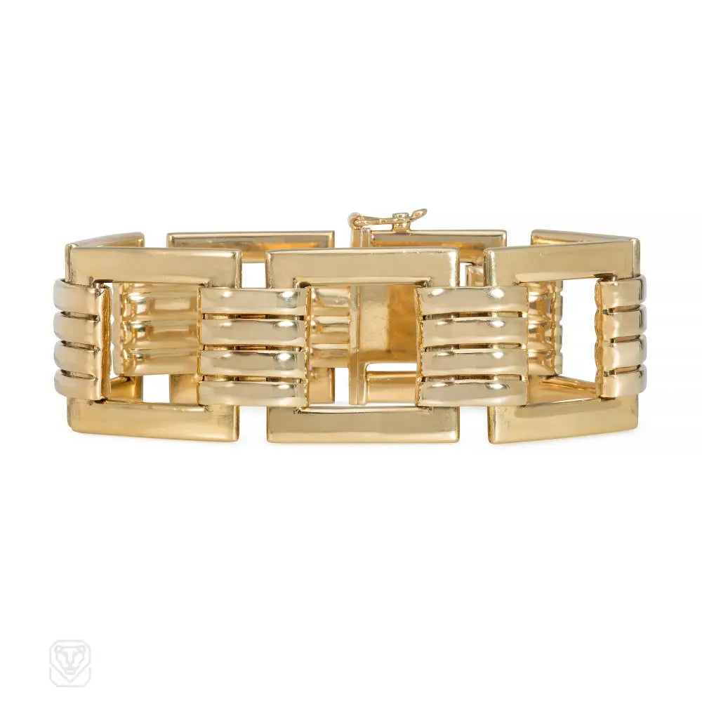 Wedding women bracelets-Tiffany & Co. Retro gold square link bracelet