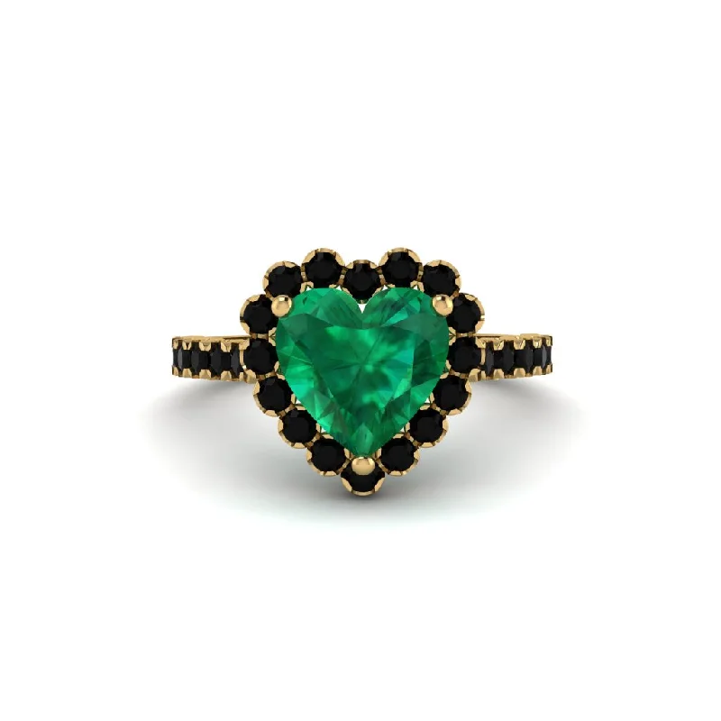 Engagement rings with diamond accents for women-Halo Heart Emerald Pave Engagement Ring - Gail No. 34