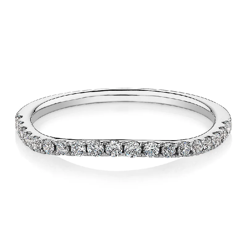 Silver infinity women rings-Curved wedding or eternity band in 10 carat white gold