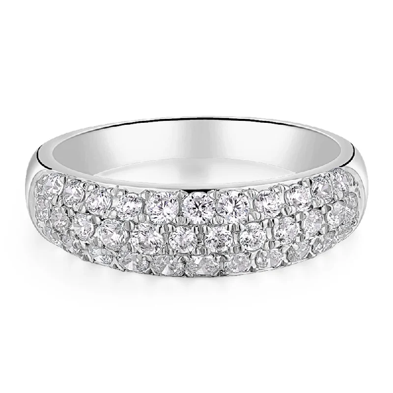 Thin women rings-Dress ring with 0.52 carats* of diamond simulants in 10 carat white gold