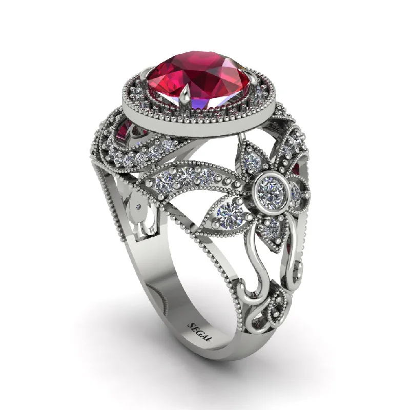 Sapphire engagement rings for women-Edwardian Gold Engagement Ring Royal Antique With Ruby - Abbie No. 12