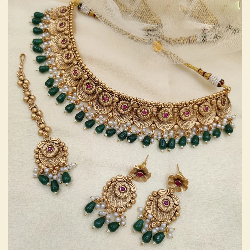 Versatile women necklaces-Jewel Addiction Copper Rajwadi Finish Pota Stone Necklace Set