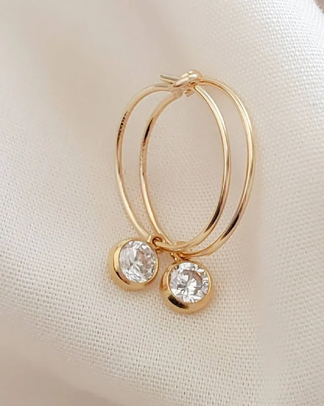 Enamel women earrings-Gold Hoop & CZ Drop Earrings