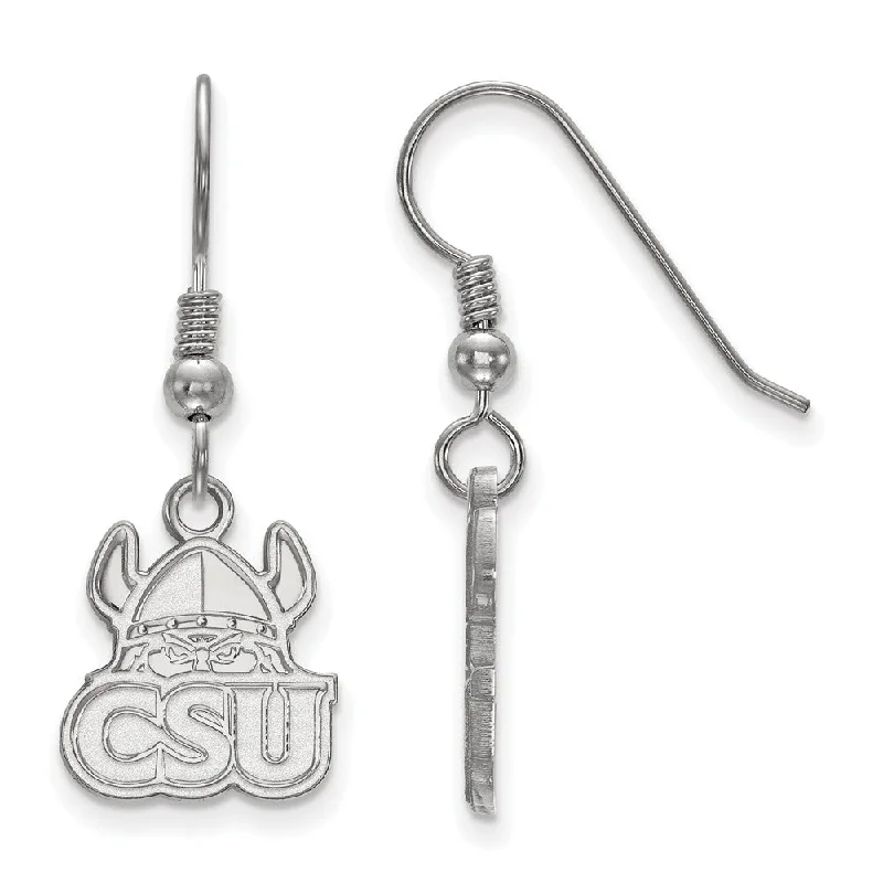 Fashion women earrings-Sterling Silver Cleveland State University Small Dangle Earrings