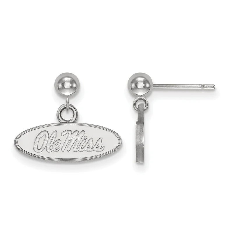 Chic hoop women earrings-Sterling Silver University of Mississippi Ball Dangle Earrings