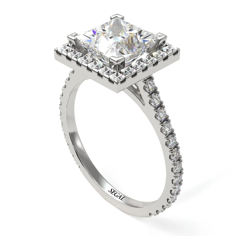 Luxury diamond engagement rings for women-Princess-Cut Floating Halo Diamond Engagement Ring - Candice No. 3