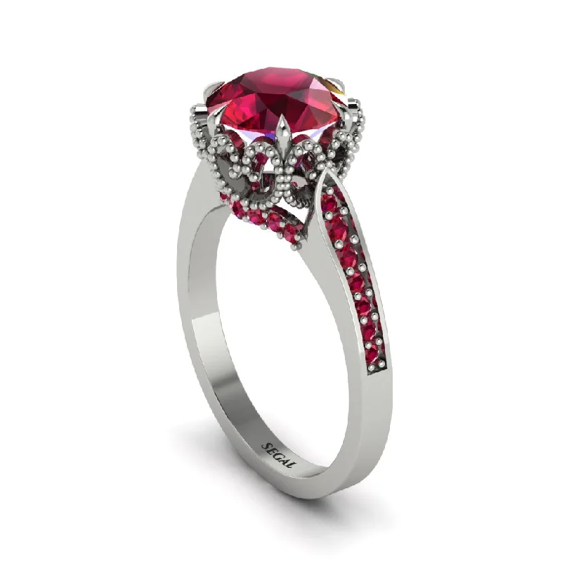 Engagement rings with unique settings for women-Ruby Milgrain Engagement Ring - Yara No. 57