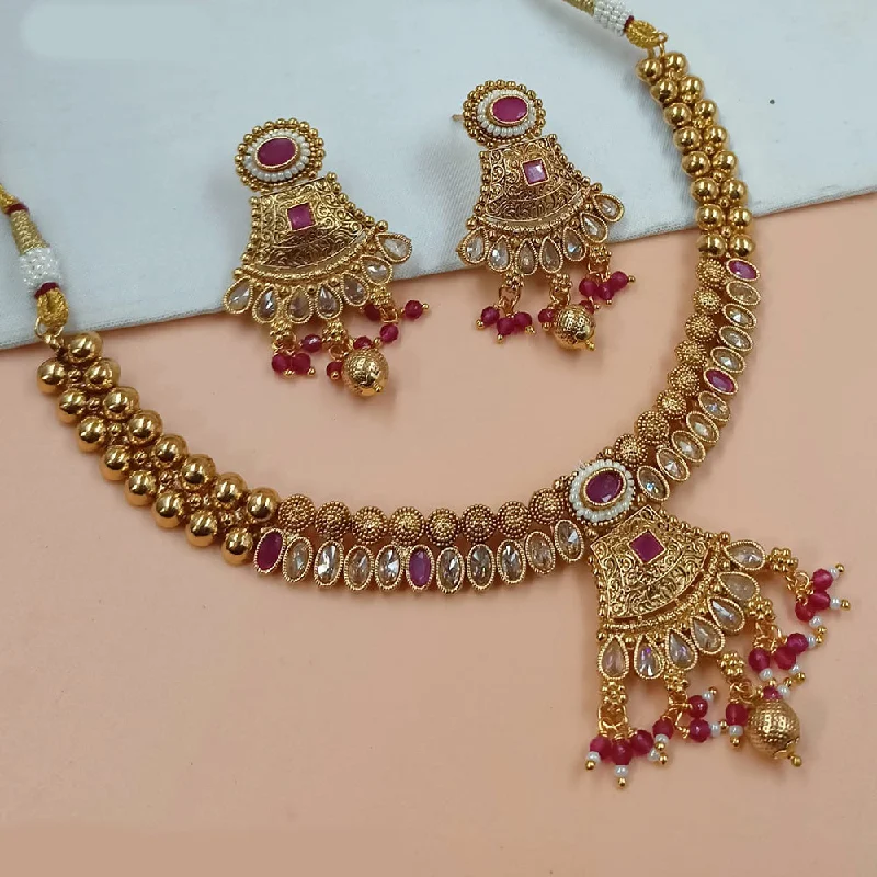 Noble women necklaces-Padmawati Bangles Gold Plated Crystal Stone Necklace Set