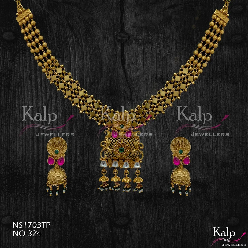 Luxury pendant women necklaces-Kalp Jewellers Copper Gold Plated Necklace Set