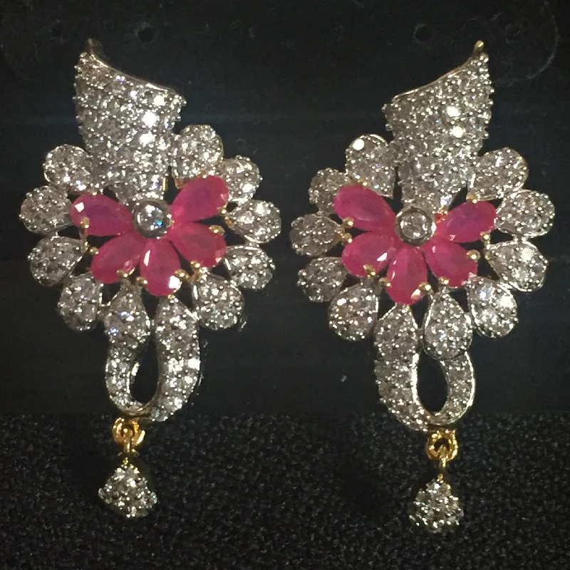 Twisted women earrings-Floral CZ Earrings