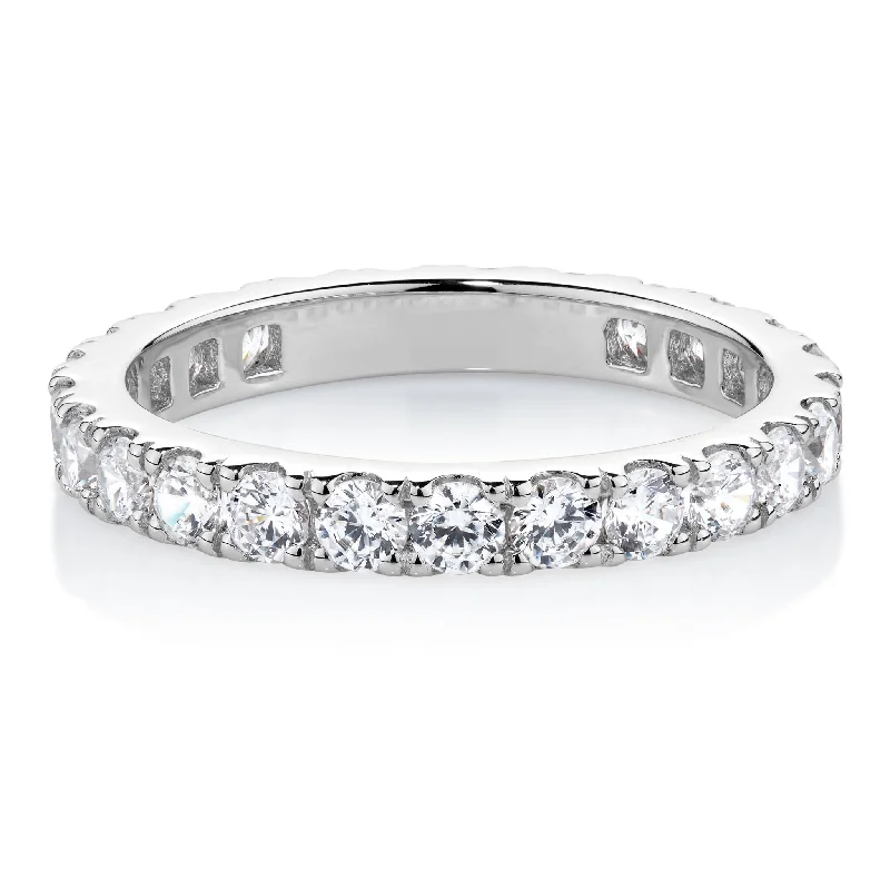 Infinity symbol women rings-All-rounder eternity band with 1.56 carats* of diamond simulants in 14 carat white gold